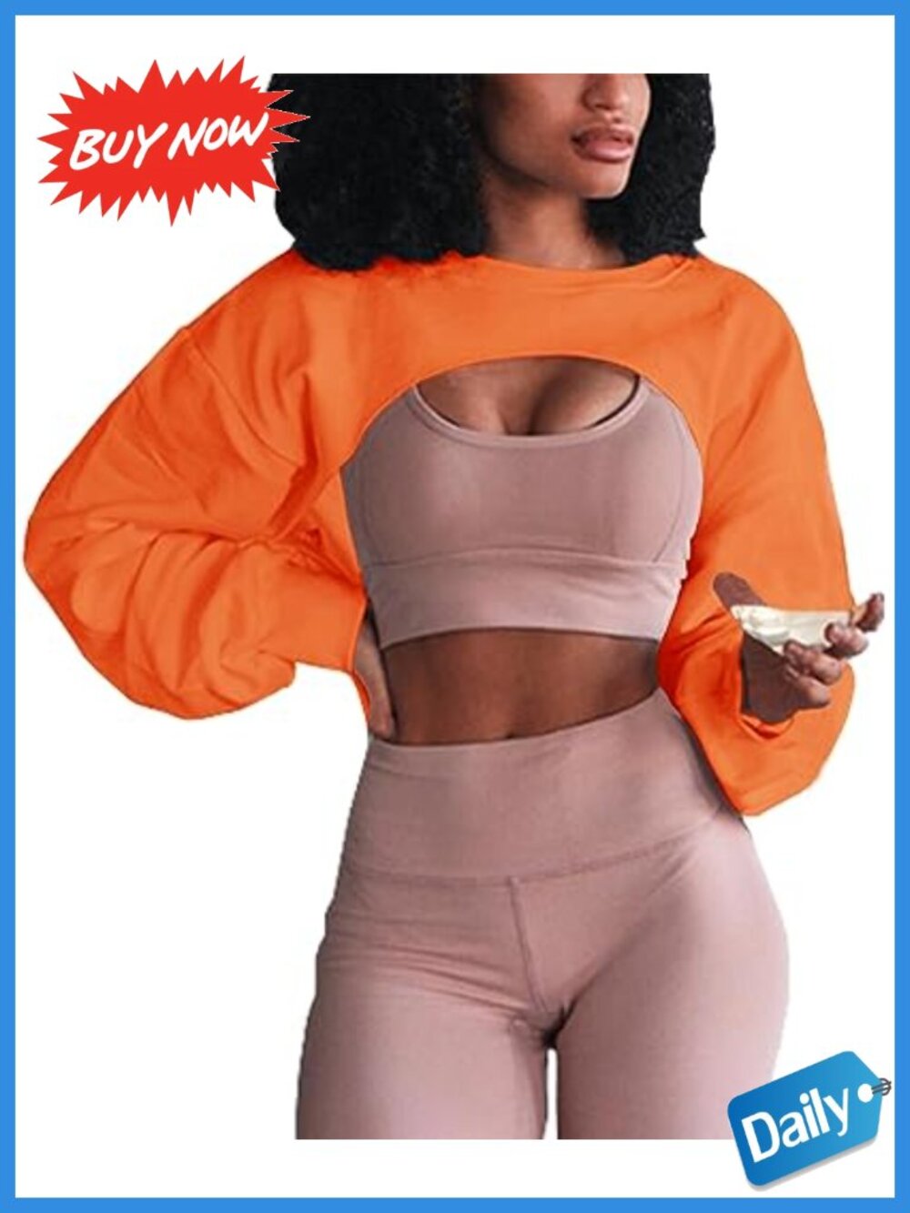 Artfish Long Sleeve Crop Top Crewneck Cut-Out Pullover Workout Gym Sweatshirt